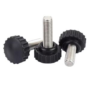 Thumb Screw Black Plastic Round Head Handle <strong>Threaded</strong> Hand <strong>Knob</strong> Bolt Knurled Stainless Steel Metric Screw M3 M4 M5 M6 M8 M10 - Product Image 1
