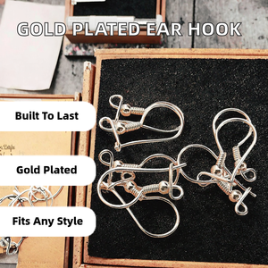 Cross Border Supplier 925 Silver Ear <b>Hook</b> with Real Gold Plating 20mm Accessories for <b>Earring</b> <b>Hook</b> - Product Image 2