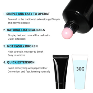 KNC Private Label Polygels Nails Extension Poly Nail Gel Muestra gratis Ventas al por mayor 30ml 26 colores Acrílico Gel duro Profesional - Product Image 6
