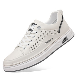 Shwegfnxcb Baskets d'été respirantes à plateforme pour hommes, chaussures décontractées blanches à bout rond, semelle souple et légère - Product Image 5