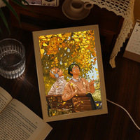 Nouveauté cadeau Led éclairer peinture cadre lampe de Table 3d bois dessin animé Anime photo Photo cadre boîte nouveauté veilleuse décor à la maison