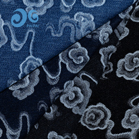 Tissu Denim Jacquard Nuage Auspicieux Teint en Fil Écologique DC012K-6 Noir Tourbillon pour Vestes Hommes Femmes Garçons Filles En Stock