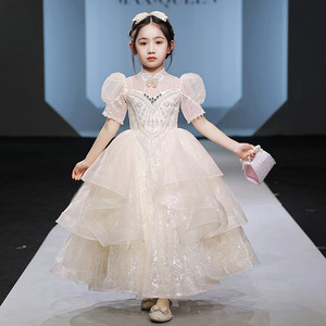 Wholesale Girls Princess Long Pink Lace Dress Chiffon Fabric For Soft Touch  | Alibaba.com