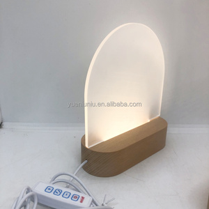 Veilleuse 3D Décoration Intérieure Design Nordique, Lampe de Table/Bureau avec Base USB Ronde Ovale et Base LED en Bois pour Plaque Acrylique - Product Image 2