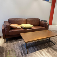 Canapé de bureau moderne meuble commercial 1 2 3 places canapé de bureau ensemble canapé de bureau en cuir synthétique marron avec table basse