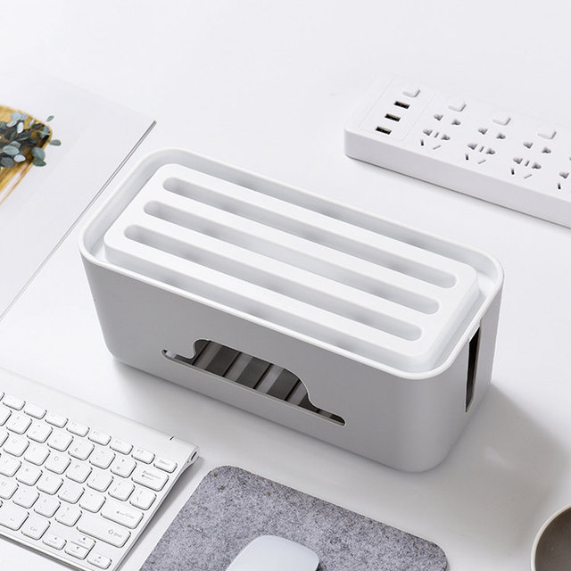 White Square ABS Plastic Injection Molded Industrial Office Organizer Eco-Friendly Multifunction Power Cord Storage Box 3-6L