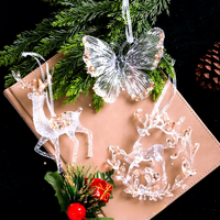 Ornements suspendus en acrylique transparent avec paillettes brillantes, cerf, flocon de neige, nœud, ange, pendentif décoratif pour les fêtes, les fenêtres, les arbres et les décorations de fête
