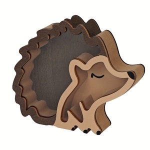 Hucha Infantil de Madera Maciza con Forma de Erizo y Compartimento para Monedas Insertable y Extraíble - Product Image 2