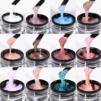R S Nail Gel de construction pour ongles à paillettes 156 couleurs, logo personnalisé, sans HEMA, sans TPO, gel dur pour extension d'ongles acryliques