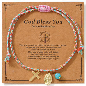 Bracelet en corde rouge à la mode, avec médaille dorée exquise représentant la Vierge Marie, bracelet polyvalent de luxe léger - Product Image 2