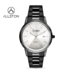 Montre pour homme en <span class=keywords><strong>acier</strong></span> inoxydable entièrement noire, ajoutez votre logo, montre à bracelet avec date, marque privée - Product Image 5