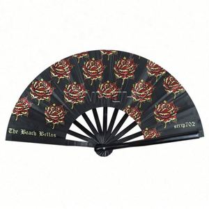 New Arrival Custom Logo Printed Large Folding Bamboo Hand Fan Portable Clacking Dance <b>Gift</b> for Festivals Painted Technique - Product Image 6