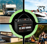 Batterie au lithium Enlzh 12,8 V 50 Ah auto-chauffante pour stockage d'énergie solaire, Bluetooth en option pour système d'énergie solaire