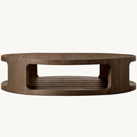 Table basse ronde en bois massif de style américain de haute qualité Rhoohill, meubles de salon, table basse moderne de luxe noire