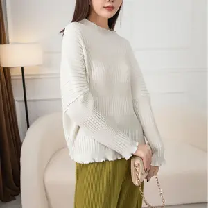 2024 moda nuova vendita calda autunno maglione da donna alla moda tinta unita girocollo Pullover cavi in maglia maglioni da donna