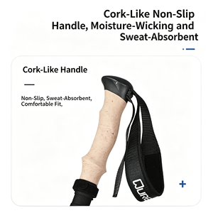 Adjustable Stainless Steel Folding Trekking Pole with Cork Handle and Rubber Tip for Hiking and Camping - Product Image 3