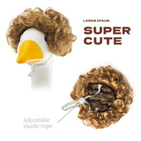 Perruque drôle de canard de porche pour statue de jardin de 23 pouces, accessoires mignons en fibres synthétiques pour la décoration de fêtes, de patios et de jardins