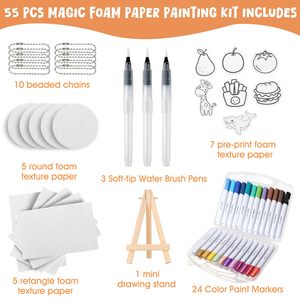 Panwenbo 55 Pcs Vẽ Ma Thuật Puffy Sơn Vải Bọt Biển Ma Thuật 3D Bọt Kết Cấu Sơn Kit Ma Thuật Puffy Sơn Nghệ Thuật Cho Trẻ Em - Product Image 4