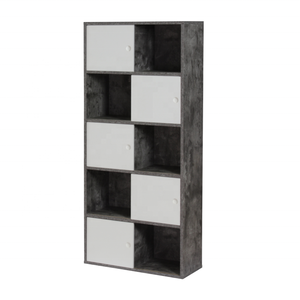 Industrial 10-Cell <strong>Cube</strong> Shelving <strong>Unit</strong>, Asymmetrical White Door Wooden <strong>Storage</strong> Book Shelf for Office Bedroom - Product Image 2
