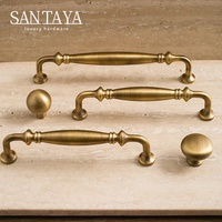 Poignées Santaya en laiton brossé antique massif, poignées de meubles de cuisine, boutons de tiroir de chambre à coucher, poignée de meuble en bronze