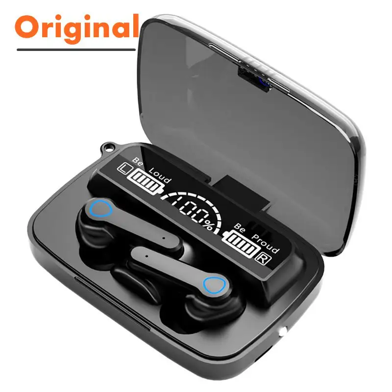 Audifonos M19 TWS BT 5.1 Headset olahraga tampilan Led antiair sentuh HiFi Bass earbud nirkabel