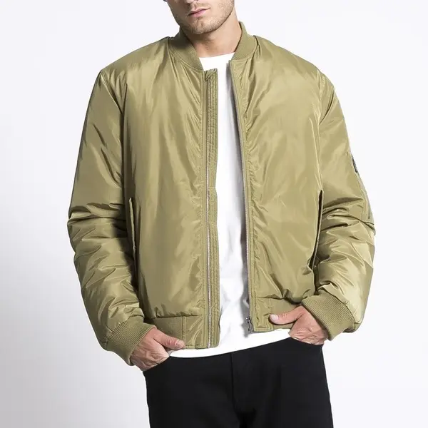 Custom Satin Light Weight Waterproof Classic Men's Slim Fit Baseball Bomber Jacket Zipper With Logo Manufacture