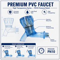 Grifo de PVC Transparente Azul de China, Grifo de Agua de Plástico para Riego, Acuicultura Doméstica, Venta al por Mayor, Accesorios de Tubería OEM