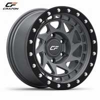 Jantes 4x4 CF 16x8.5 ET-12 6x139.7 PCD 110.1 CB Noir Mat Gunmetal Rivets Flow Formed Adaptées pour Hilux Prado