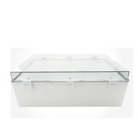 Boîte étanche à la poussière en plastique gris à charnières transparente 600*400*220 Boîte de câblage électrique Porte centrale 6 prises Extérieur