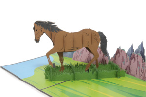 Cartes animales en papier 3D personnalisables en forme de cheval, artisanat, cadeau pour les occasions, Vietnam KIRICARD AN023 Digital - Product Image 2