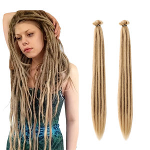 Extensions de Cheveux Synthétiques Crochets <span class=keywords><strong>Blondes</strong></span>, Fausses Dreadlocks Longues Douces Faites à la Main pour Femmes - Product Image 1