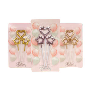 เทียนเค้กวันเกิดรูปหัวใจและดาว, ชุดเทียนประดับสำหรับวันเกิดวันครบรอบแต่งงานวันวาเลนไทน์ - Product Image 1