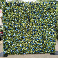 S074 matériaux de décoration de fête fond de mur de fleurs 8ft x 8ft murs d'herbe verte goutte arrière feuilles vertes panneau mur de fleurs de citron