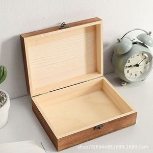 Wooden Square Storage <b>Box</b> 6 In High Flip Top <b>Lockable</b> Desktop Solid Wood Tea <b>Jewelry</b> <b>Box</b> - Product Image 1
