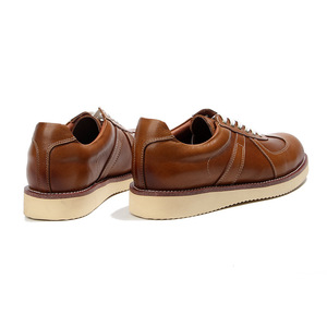 Chaussures décontractées pour hommes style allemand classique, bout avion, en cuir pleine fleur, faites à la main, finition vieillie rétro 2002-5 - Product Image 5