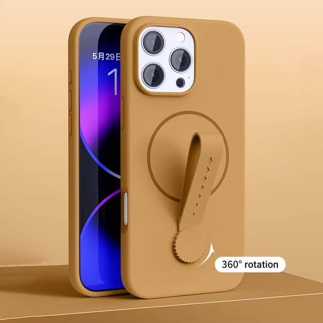 360°Rotatable Finger Band Silicone Phone Case Stand Magnetic Skin Feeling Magnetic Phone case for iPhone 17 16 15 14 13 Pro Max