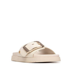 Xti Women's Beige <b>Slide</b> Sandals 39mm Heel 3 Cm Comfortable Flat <b>Slip</b>-On Shoes For Summer Wear - Product Image 2