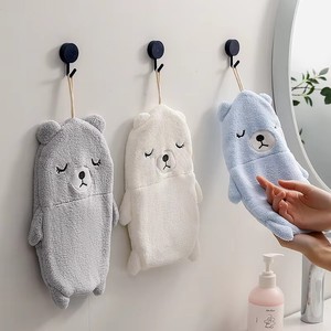 Cute Bear Hand <b>Towels</b> with Hanging Loop Children Hand <b>Towel</b> Animals <b>Microfiber</b> Coral Fleece Absorbent Hand <b>Towel</b> for Bathroom - Product Image 5