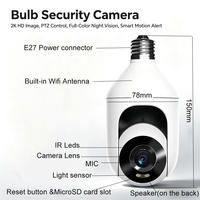 Caméra de sécurité Wifi E27 2K HD PTZ avec vision nocturne couleur, audio bidirectionnel, détection humaine PIR, caméra IP 360 degrés