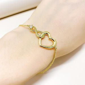 New High Quality Women Fashion Jewelry Real Gold Plated Heart Charm <b>Bracelet</b> <b>for</b> <b>Couple</b> Ready to Ship - Product Image 6