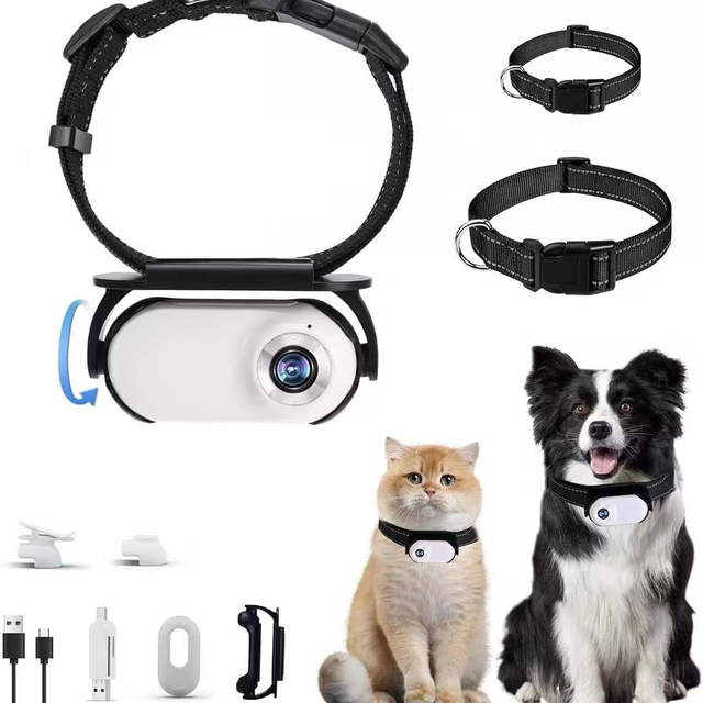 1080P CMOS Pet Collar Camera with MicroSD 40x Optical Zoom Night Vision 120 Wide Angle Shooting Magnetic Snap Buckle