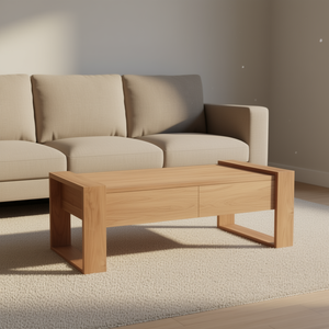 Solid Teak Wood Coffee <b>Table</b> 43.3 X 23.6 X 15.7 In Modern Design With Storage Living Room Furniture - Product Image 2