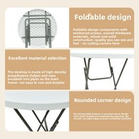 Table de bar ronde pliante de 60 cm (24 pouces) pour l'extérieur, en plastique, portable, avec rangement, blanche, haute, pour la vente en gros