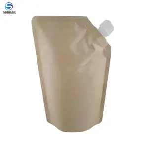 टोंटी Biodegradable पेय पाउच क्राफ्ट पेपर Ziplock 500Ml एल्यूमीनियम पन्नी तरल प्लास्टिक पुन: प्रयोज्य खाद्य सफेद थैली खड़े हो जाओ