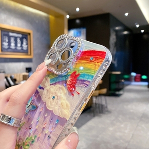 Custodia in morbido TPU con fiore di diamanti di lusso per <span class=keywords><strong>iPhone</strong></span> 16 Plus 15 Pro 14 Pro Max 13 Mini 12 11 Bling Girls <span class=keywords><strong>arcobaleno</strong></span> <span class=keywords><strong>Cover</strong></span> del telefono - Product Image 6