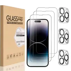 3 Pcs tempered glass screen protector For Iphone 15 14 13 12 11 Pro max camera lens protector