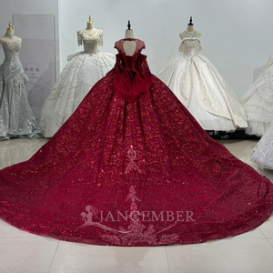 Robe de soirée vintage XS219 à manches courtes, bordeaux, pailletée, pour soirée - Product Image 4