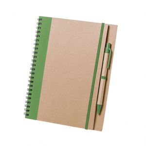 13*18 cm Personalized Logo Spiral Recycled Kraft Paper Business Notebook with Pen Set Eco-Friendly Office Gift Promotion - Product Image 4