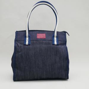 Large-capacity Portable Trendy Vintage Denim Medium Size Bamboo Cross Pattern Type NAVY Long Webbing Strap <b>Men</b> <b>Handbags</b> - Product Image 2