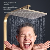 Nouvelle Tendance : Ensemble de Robinetterie de Douche Murale Cascade Haute Pression à 4 Sorties en Laiton Doré avec Mélangeur à Température Constante